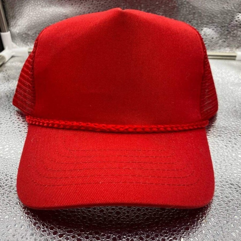 KC Trucker Hat‎ Mens OSFA Red Vintage Blank Deadstock Mesh Snapback Rope Cap